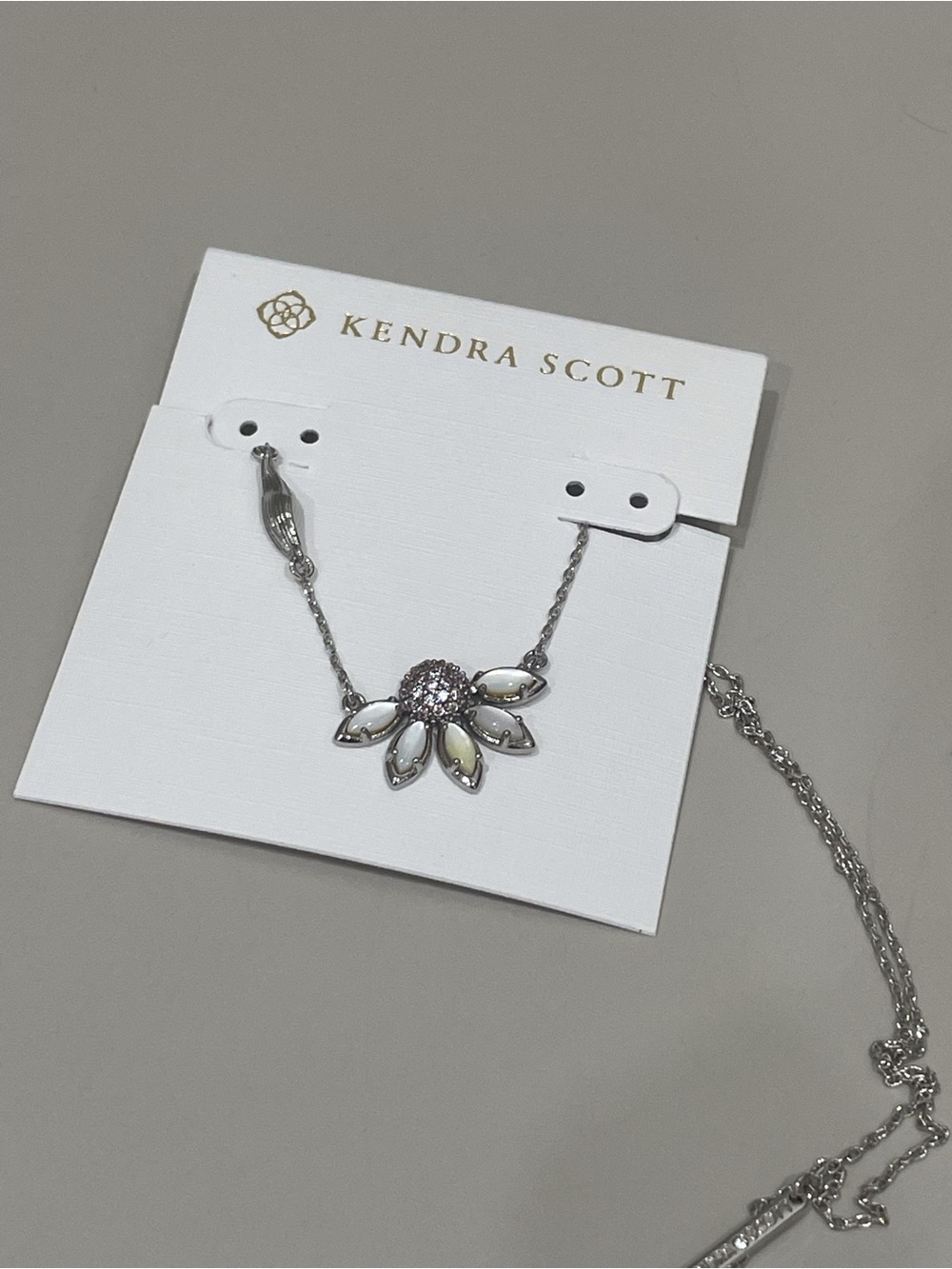 Kendra Scott Silver & White Flower Pendant Necklace
